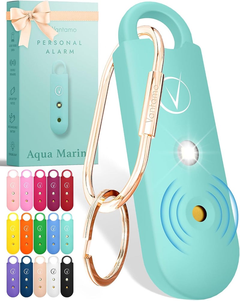 Vantamo Personal Alarm for Self Defense with Low Battery Notice, Strobe Light & Extra Loud 130 dB Double Speakers Safety Keychain Set for Women, Rechargeable Panic Button for Womens Self Defense - Image 1